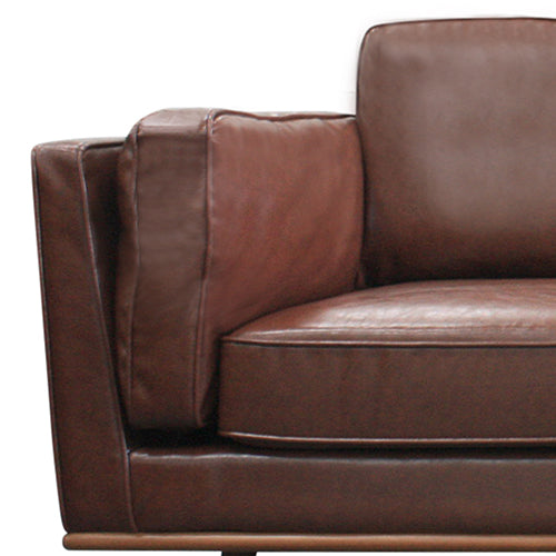 Single Seater Armchair Faux Leather Sofa Modern Lounge Accent Chair in Brown with Wooden Frame - Cosy Abode