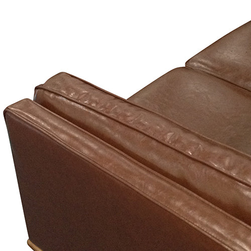 Single Seater Armchair Faux Leather Sofa Modern Lounge Accent Chair in Brown with Wooden Frame - Cosy Abode