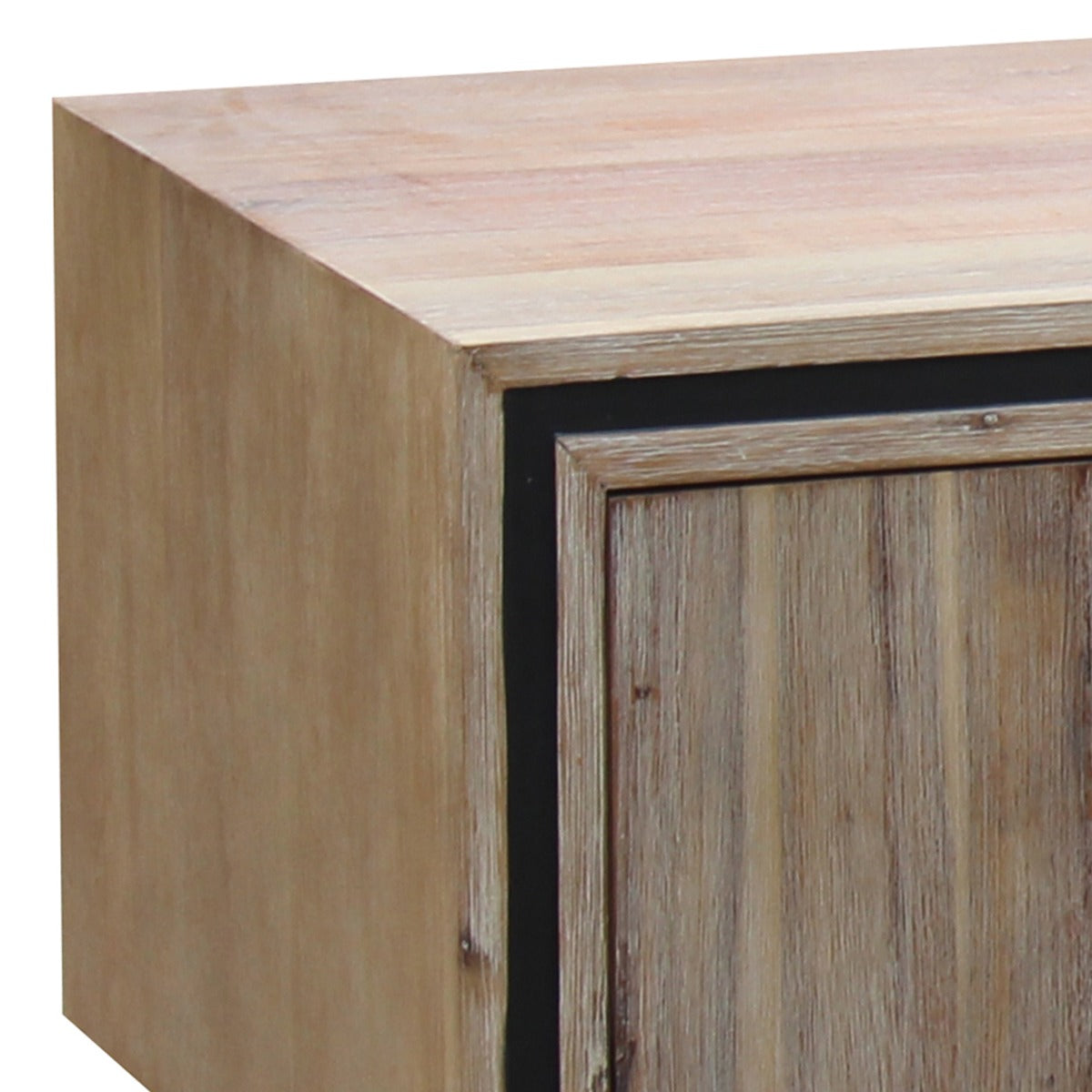 TV Cabinet with 2 Storage Drawers Cabinet Solid Acacia Wooden Entertainment Unit in Sliver Bruch Colour - Cosy Abode