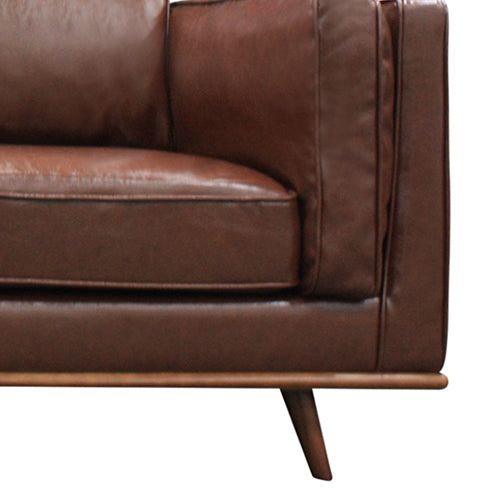Single Seater Armchair Faux Leather Sofa Modern Lounge Accent Chair in Brown with Wooden Frame - Cosy Abode