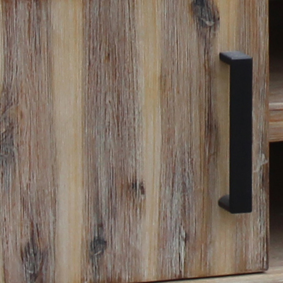 TV Cabinet with 2 Storage Drawers Cabinet Solid Acacia Wooden Entertainment Unit in Sliver Bruch Colour - Cosy Abode