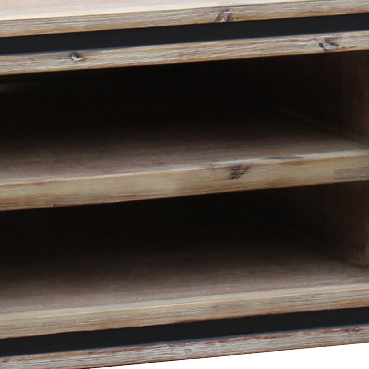 TV Cabinet with 2 Storage Drawers Cabinet Solid Acacia Wooden Entertainment Unit in Sliver Bruch Colour - Cosy Abode