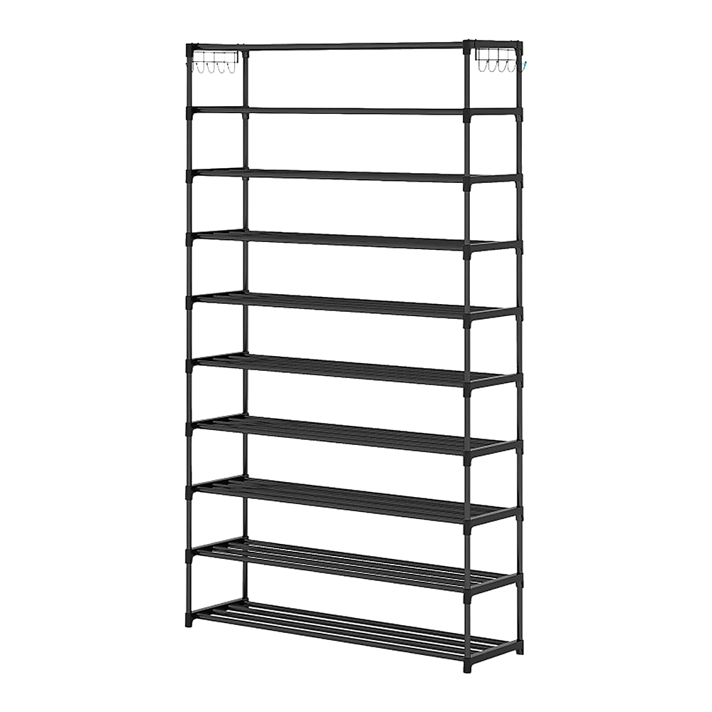 10 Tier Black Shoe Rack Metal Shoe Storage Organizer Rack 50-Pair Large Capacity - Cosy Abode