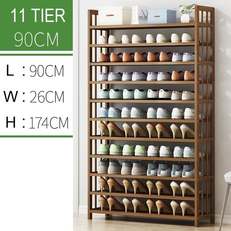 11 Tier Tower Bamboo Wooden Shoe Rack Corner Shelf Stand Storage Organizer - Cosy Abode