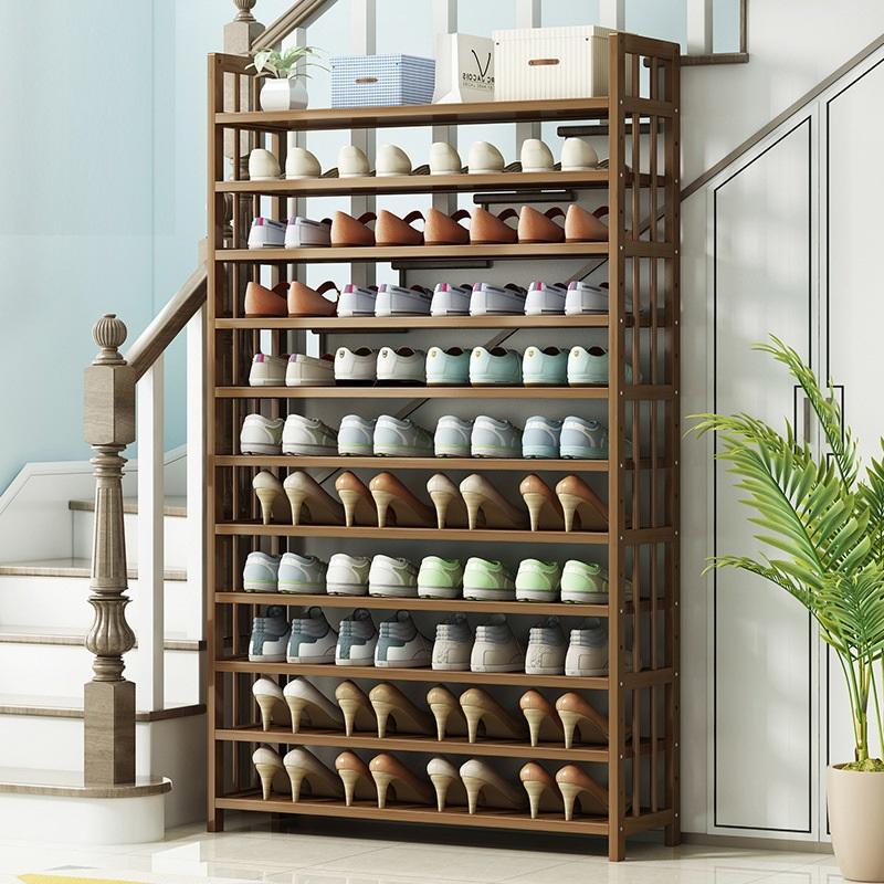 11 Tier Tower Bamboo Wooden Shoe Rack Corner Shelf Stand Storage Organizer - Cosy Abode