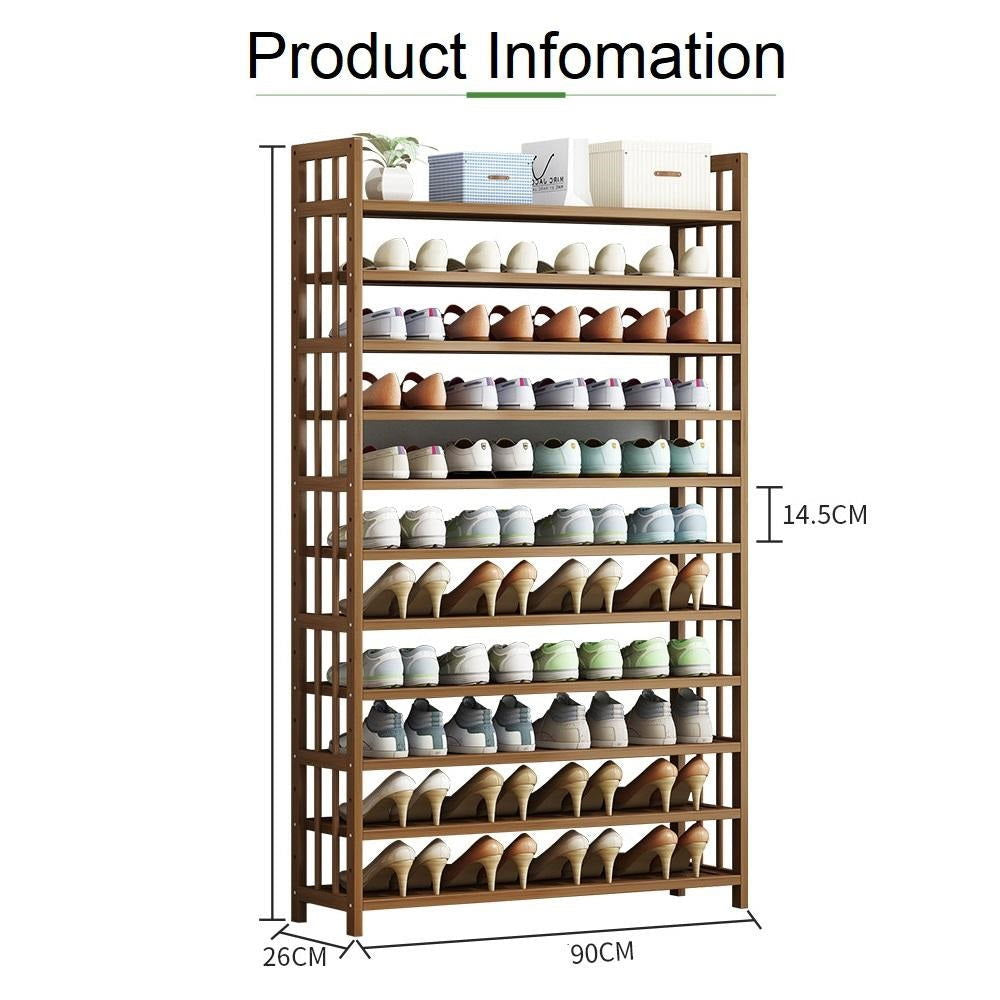 11 Tier Tower Bamboo Wooden Shoe Rack Corner Shelf Stand Storage Organizer - Cosy Abode