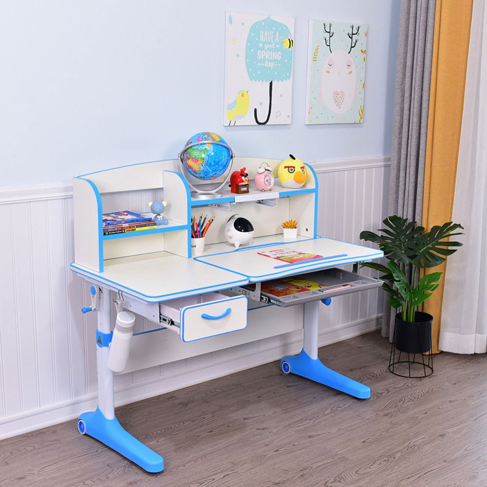 120cm Height Adjustable Children Kids Ergonomic Study Desk Blue AU - Cosy Abode