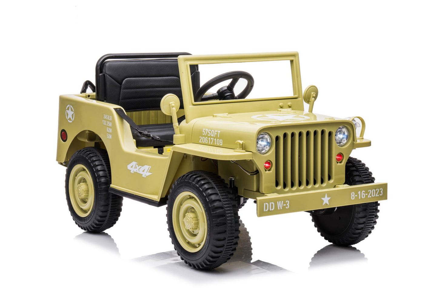 12V Military Jeep Electric Ride On Car For Kids - Green - Cosy Abode