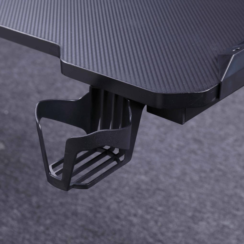 140cm RGB Gaming Desk Home Office Carbon Fiber Led Lights Game Racer Computer PC Table L-Shaped Black - Cosy Abode