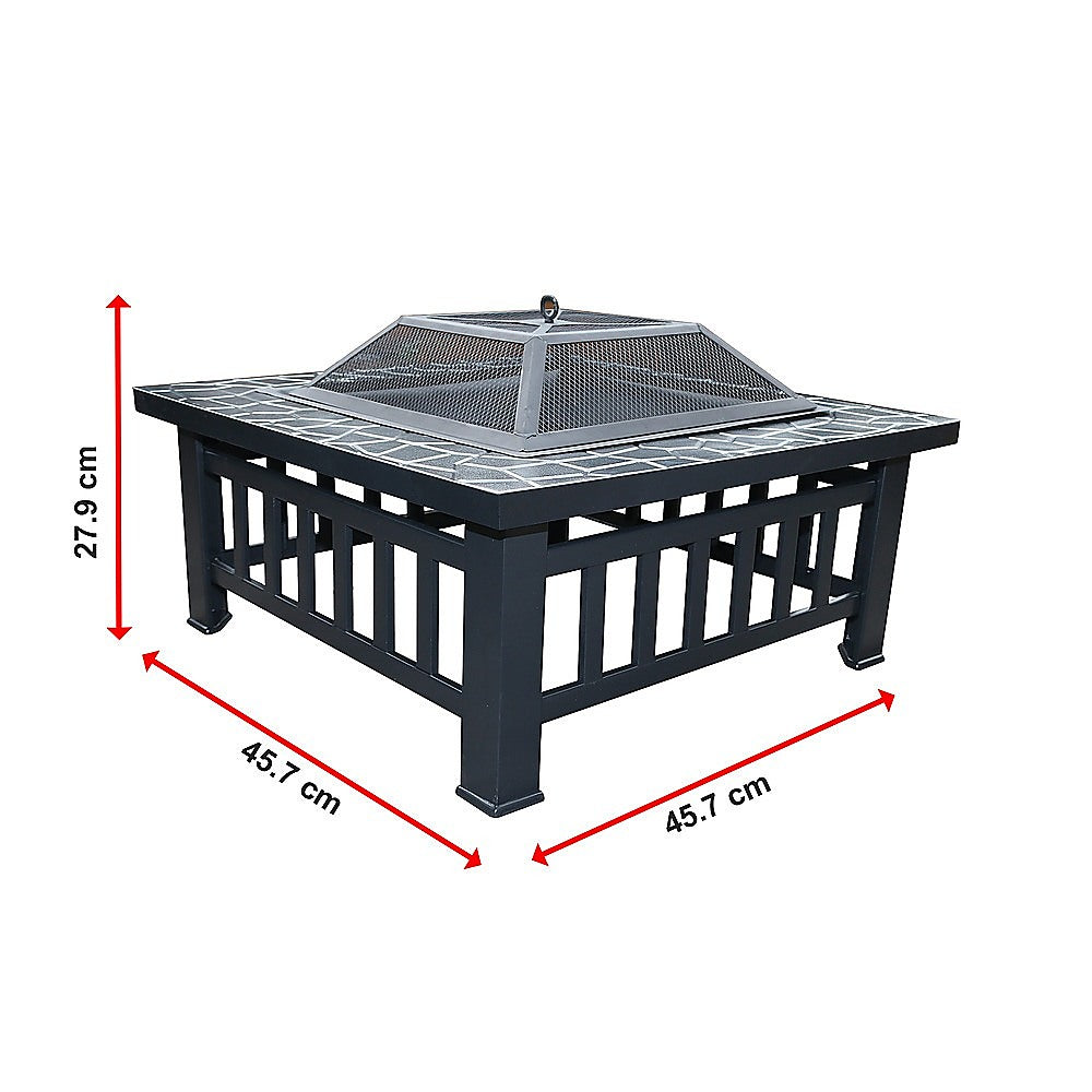 18" Square Metal Fire Pit Outdoor Heater - Cosy Abode