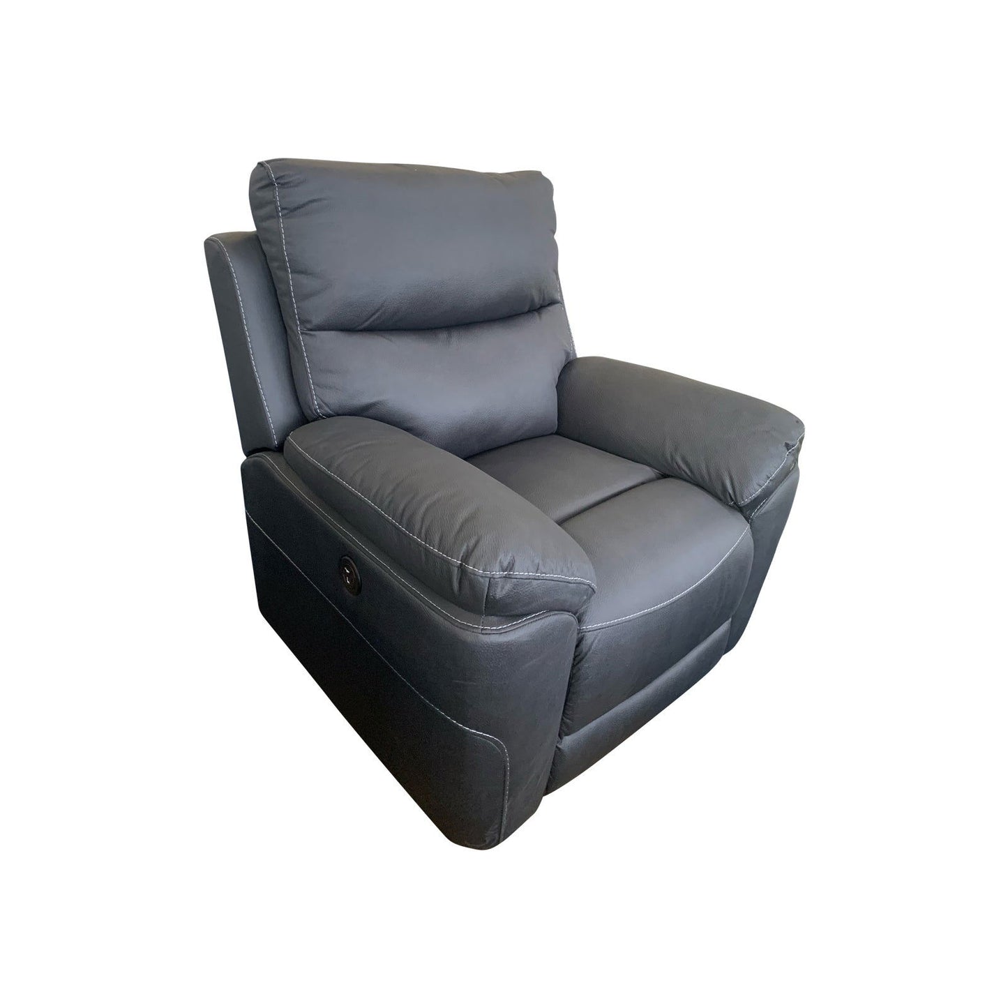 1R Finest Fabric Electric Recliner Feature Multi Positions Ultra Cushioned USB Outlets in Charcoal Colour - Cosy Abode