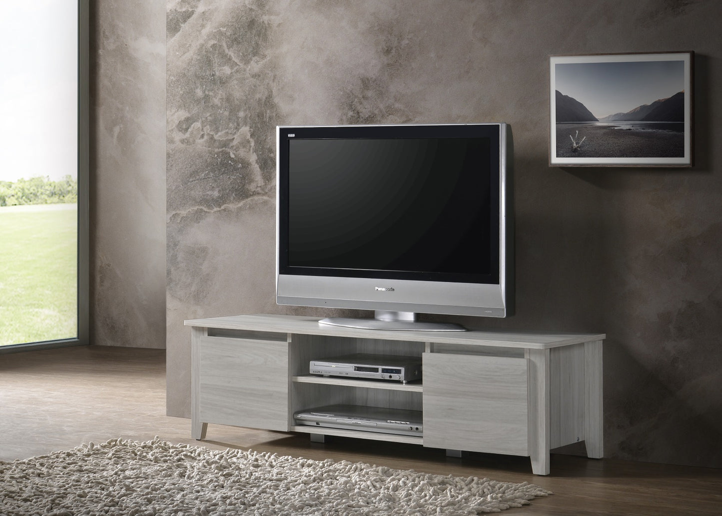 TV Stand Entertainment Unit 120cm In White Oak - Cosy Abode