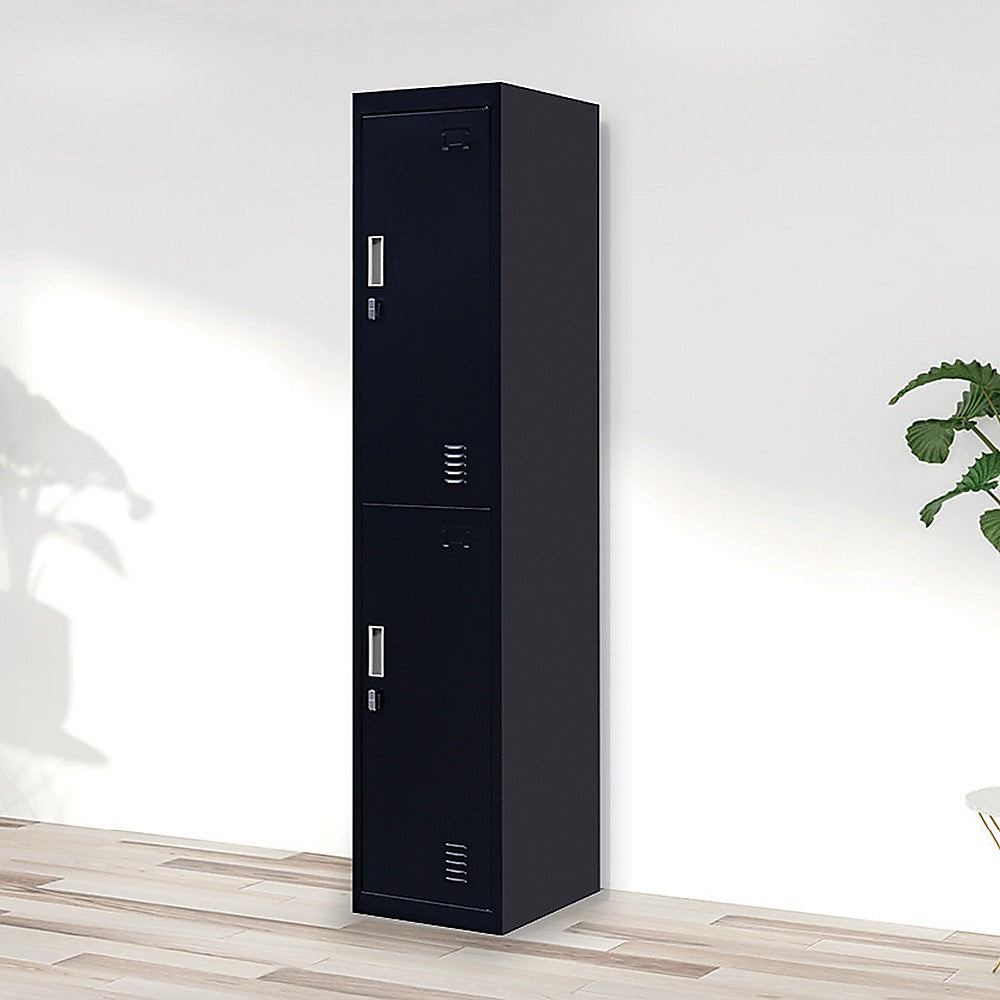 2-Door Vertical Locker for Office - Black - Cosy Abode