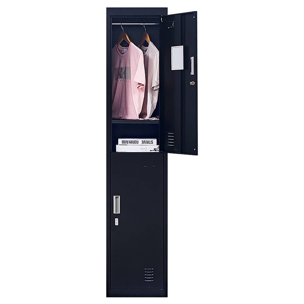 2-Door Vertical Locker for Office - Black - Cosy Abode