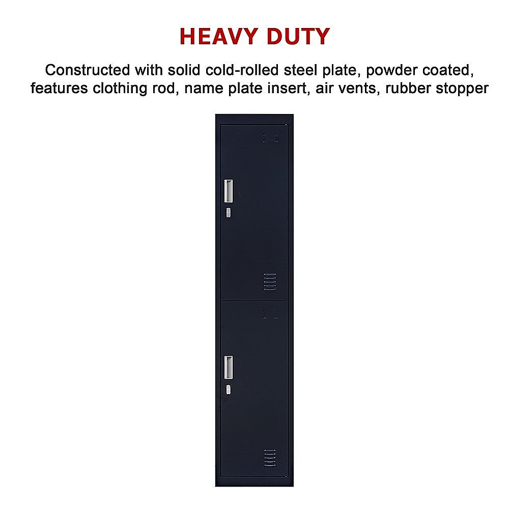 2-Door Vertical Locker for Office - Black - Cosy Abode
