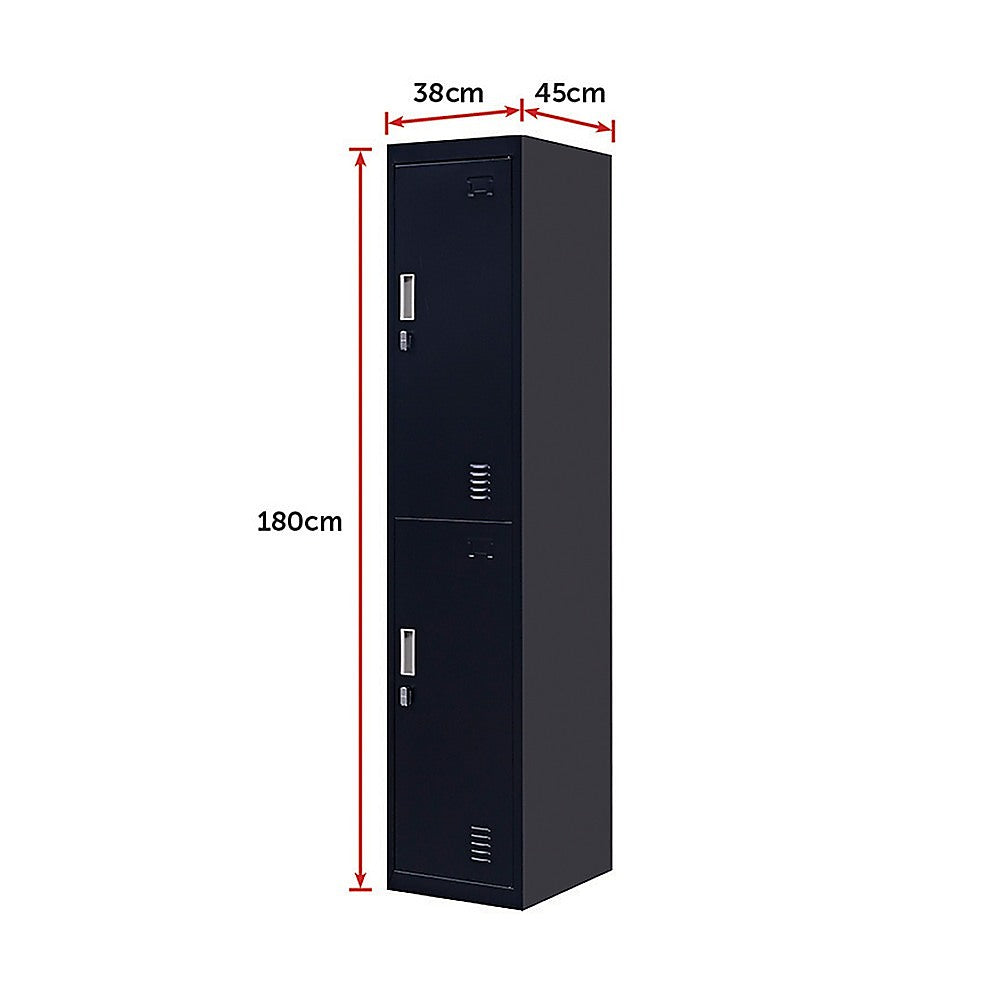 2-Door Vertical Locker for Office - Black - Cosy Abode