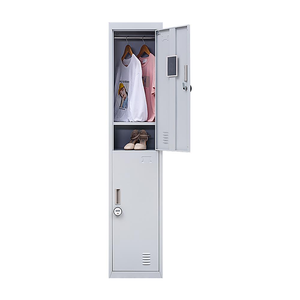 2-Door Vertical Locker for Office - Grey - Cosy Abode