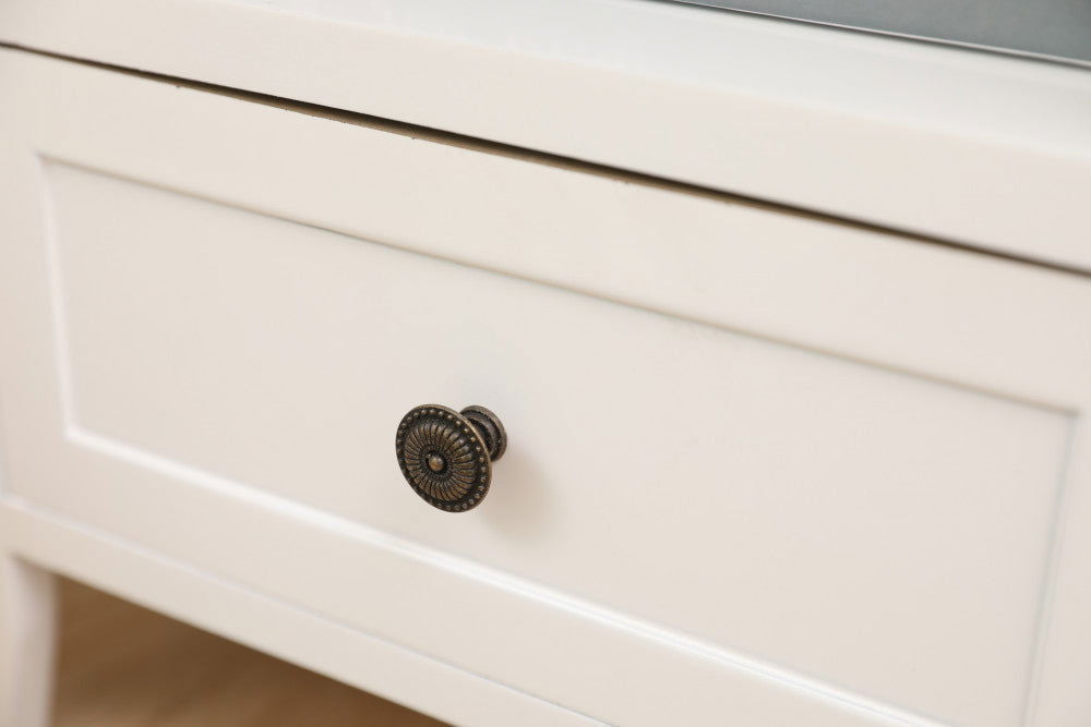 2-tier Bedside Table with Storage Drawer 2 PC Rustic White - Cosy Abode
