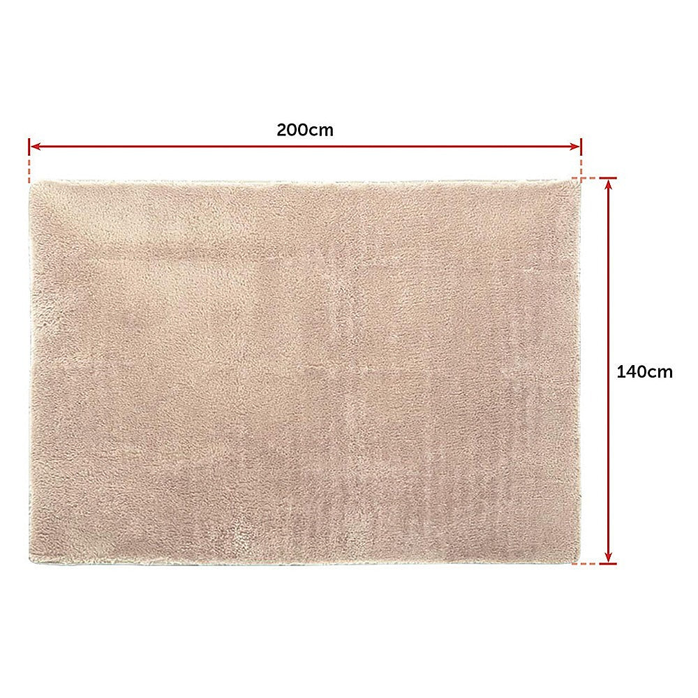 200x140cm Floor Rugs Large Shaggy Rug Area Carpet Bedroom Living Room Mat - Beige - Cosy Abode