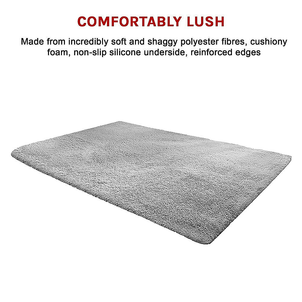 230x160cm Floor Rugs Large Shaggy Rug Area Carpet Bedroom Living Room Mat - Grey - Cosy Abode