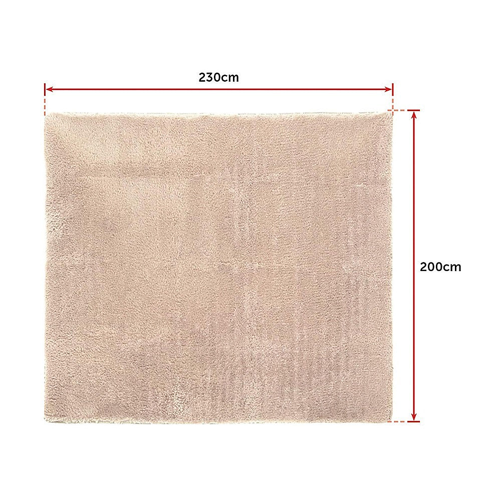 230x200cm Floor Rugs Large Shaggy Rug Area Carpet Bedroom Living Room Mat - Beige - Cosy Abode