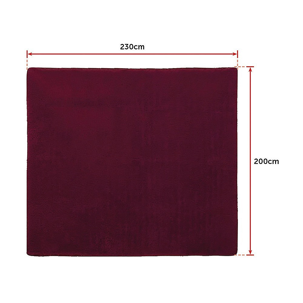 230x200cm Floor Rugs Large Shaggy Rug Area Carpet Bedroom Living Room Mat - Burgundy - Cosy Abode