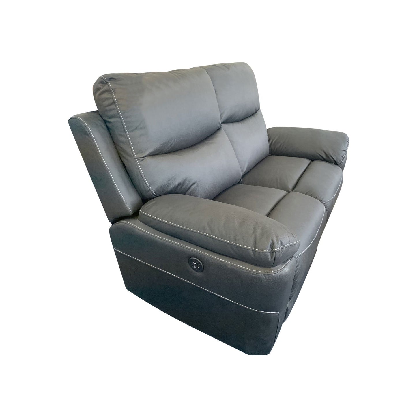 2R Finest Fabric Electric Recliner Feature Multi Positions Ultra Cushioned USB Outlets in Charcoal Colour - Cosy Abode