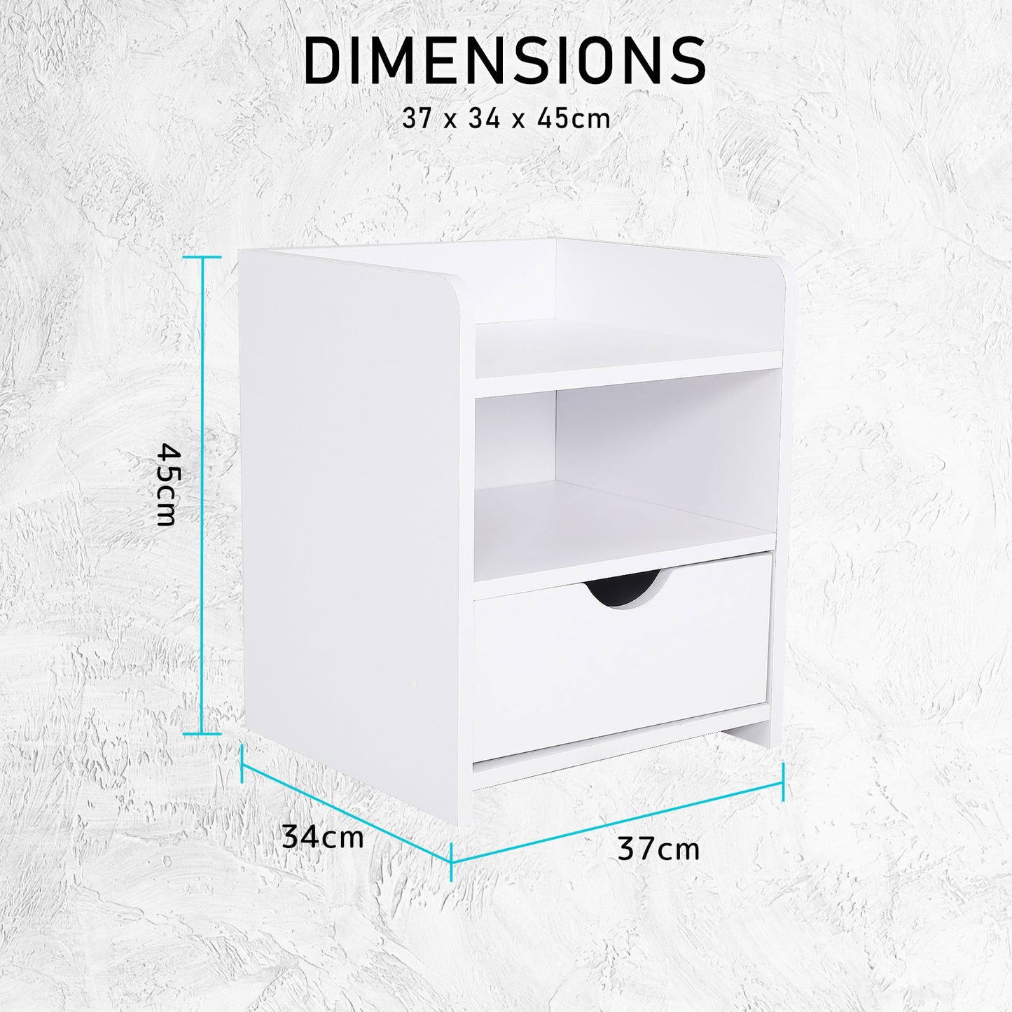 2X Bedside Table Side Storage Cabinet Nightstand Bedroom 1 Drawer 2 Shelf LARK WHITE - Cosy Abode