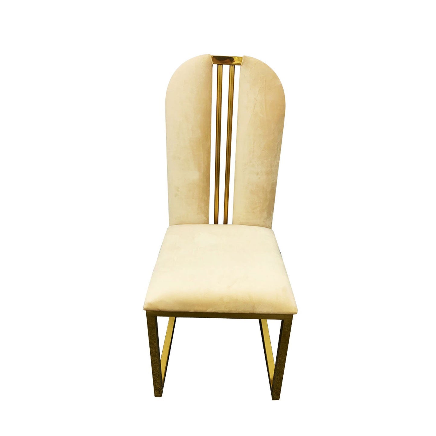 2X Dining Chair Stainless Gold Frame & Seat Beige Fabric - Cosy Abode