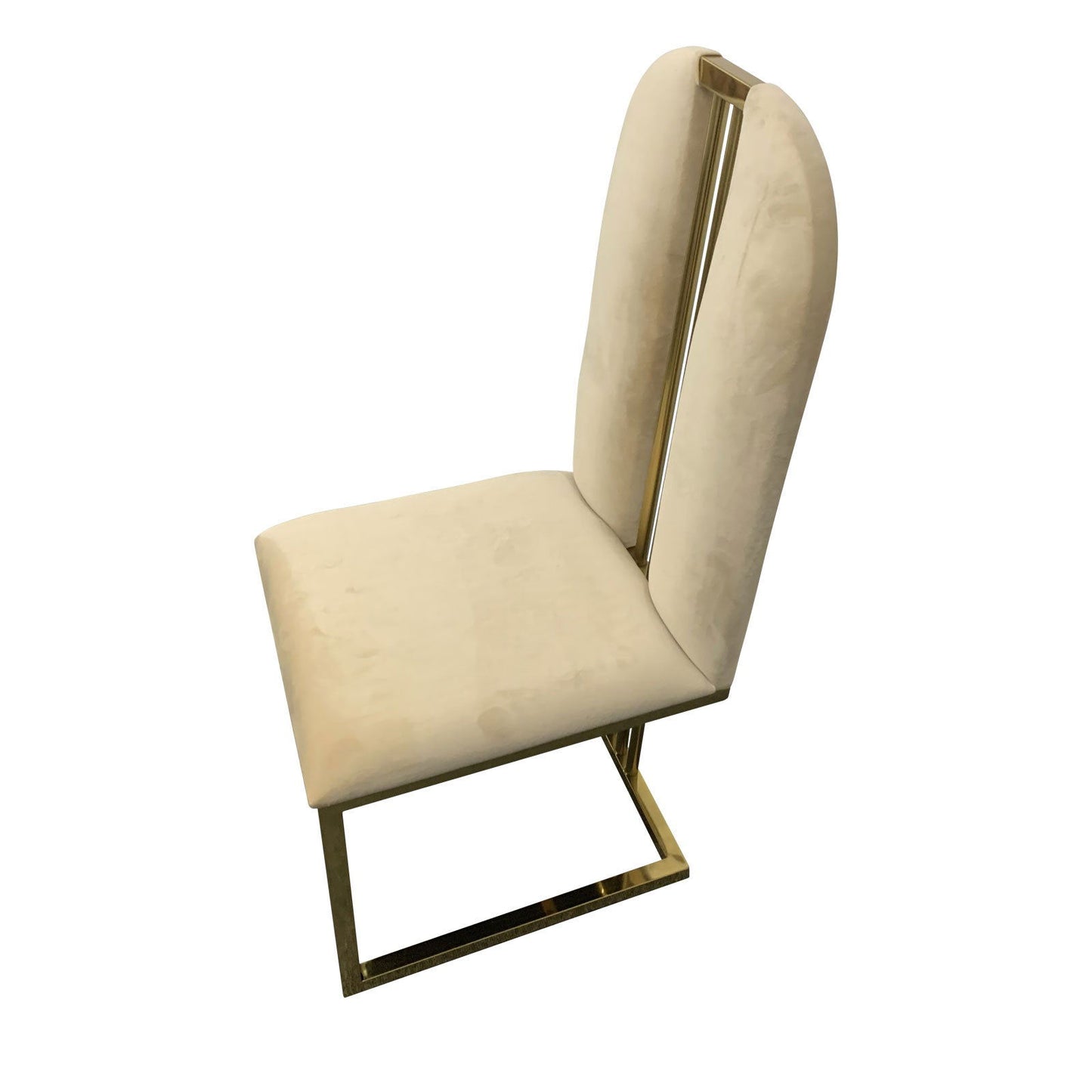2X Dining Chair Stainless Gold Frame & Seat Beige Fabric - Cosy Abode