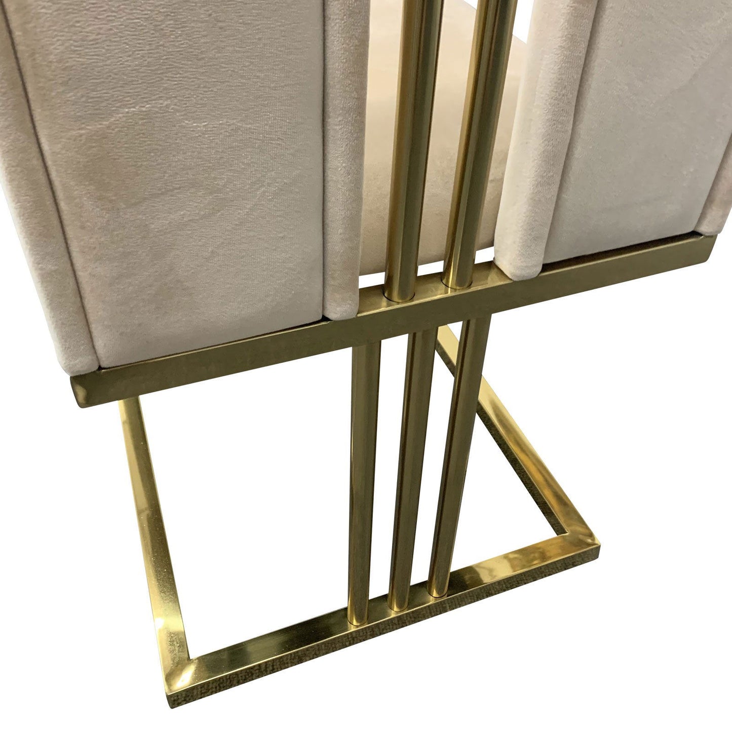 2X Dining Chair Stainless Gold Frame & Seat Beige Fabric - Cosy Abode