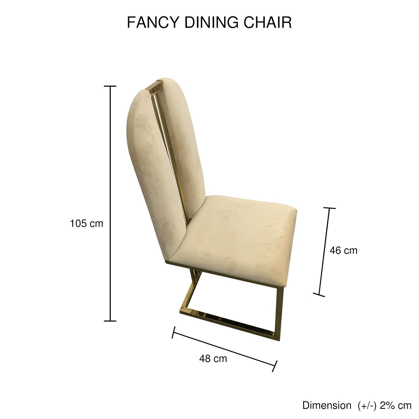 2X Dining Chair Stainless Gold Frame & Seat Beige Fabric - Cosy Abode