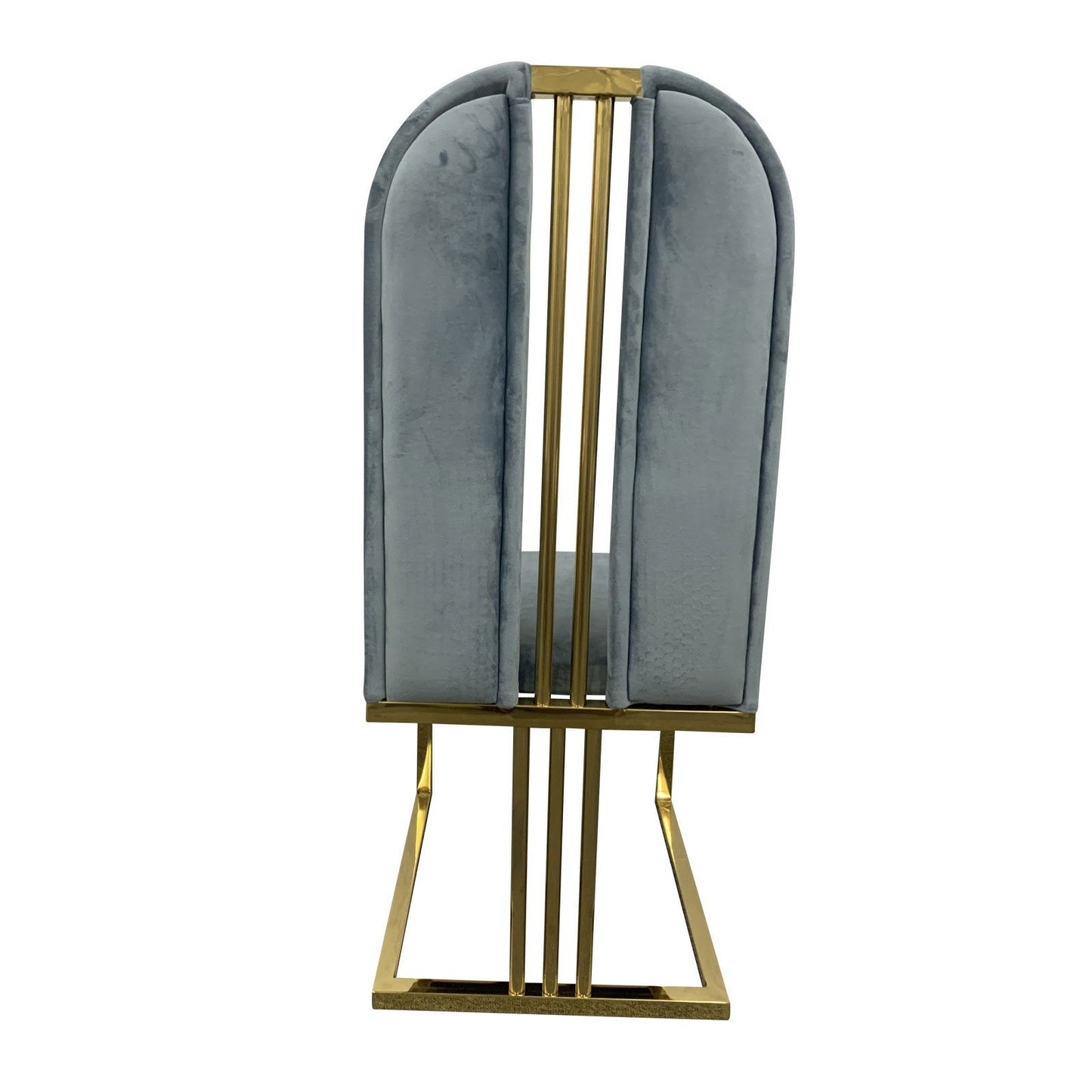 2X Dining Chair Stainless Gold Frame & Seat Blue Fabric - Cosy Abode