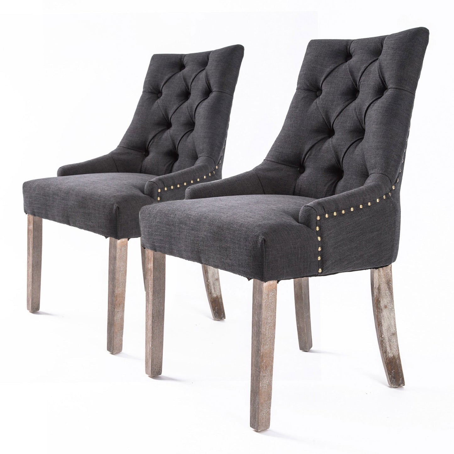 2X French Provincial Dining Chair Oak Leg AMOUR BLACK - Cosy Abode