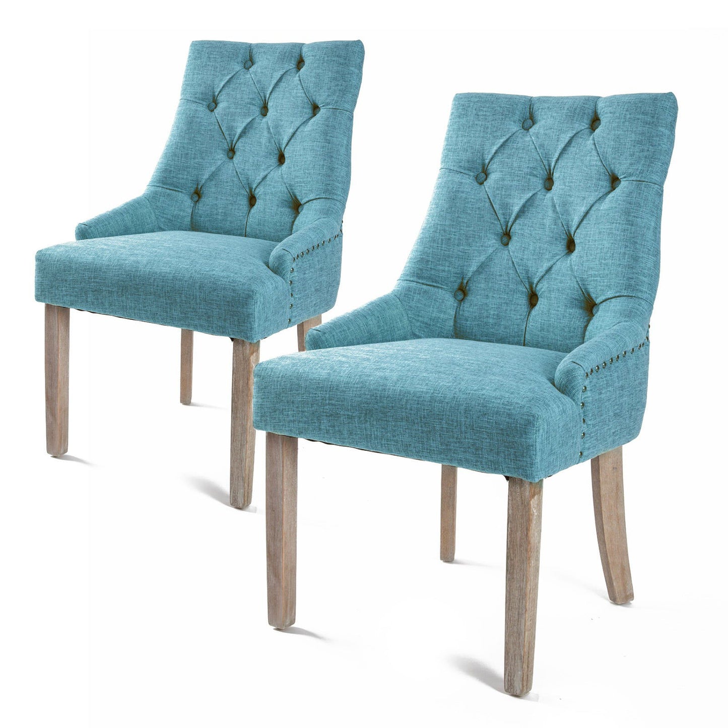 2X French Provincial Dining Chair Oak Leg AMOUR BLUE - Cosy Abode