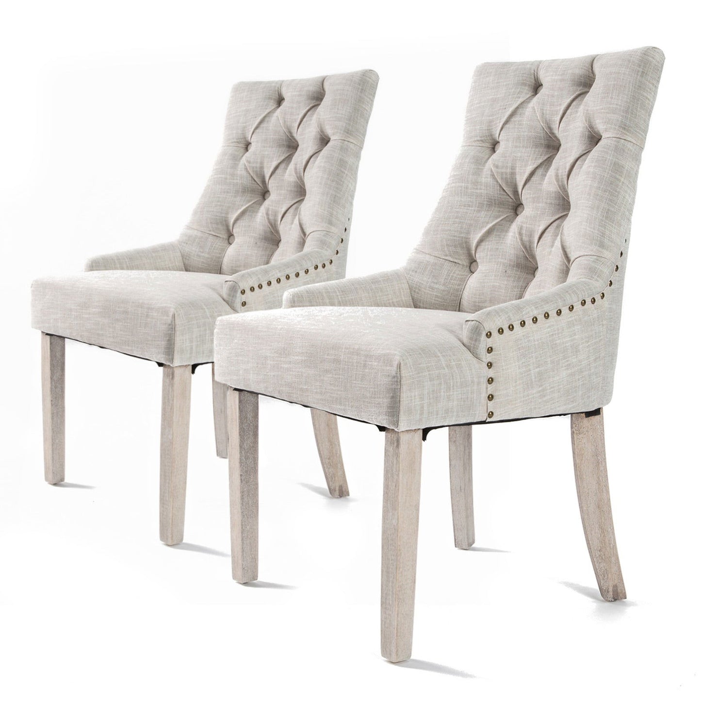 2X French Provincial Dining Chair Oak Leg AMOUR CREAM - Cosy Abode