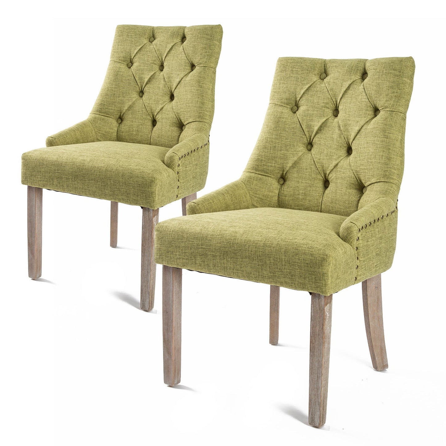 2X French Provincial Dining Chair Oak Leg AMOUR GREEN - Cosy Abode