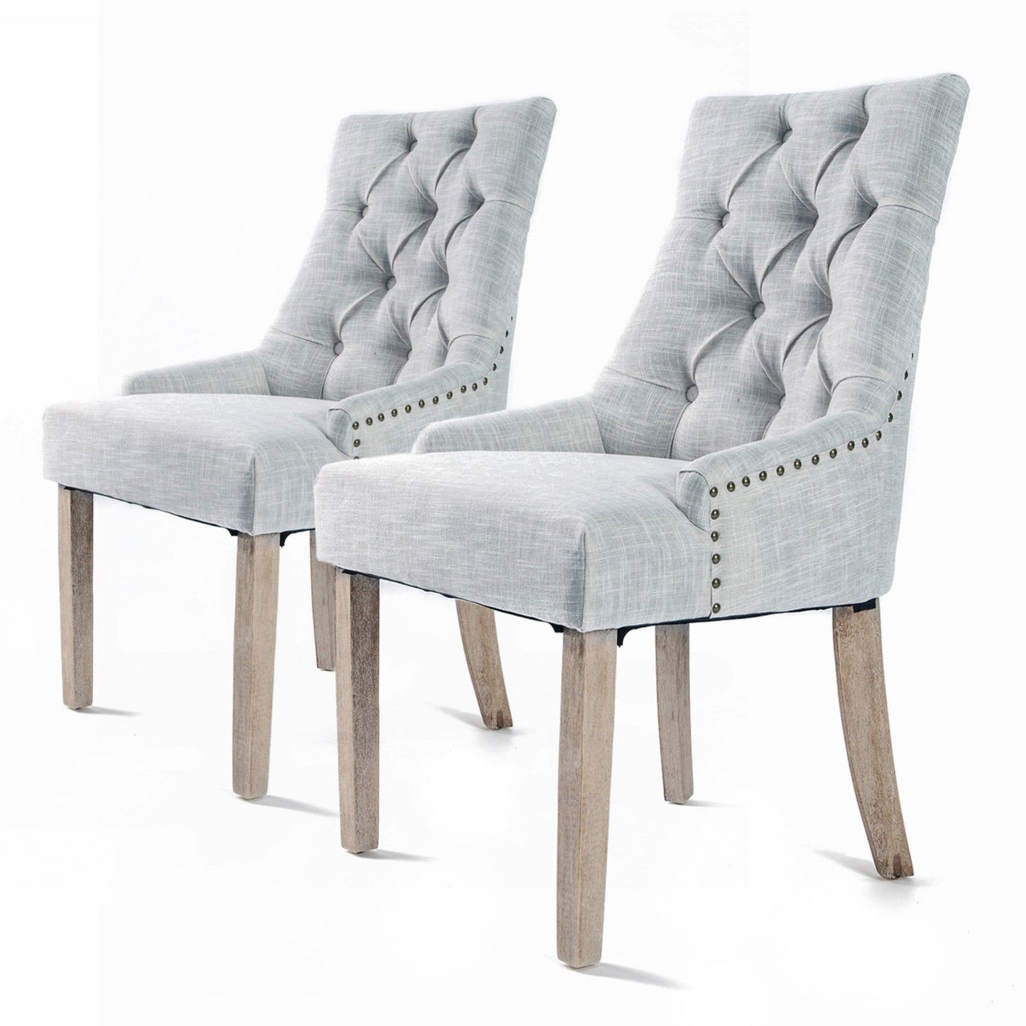 2X French Provincial Dining Chair Oak Leg AMOUR GREY - Cosy Abode