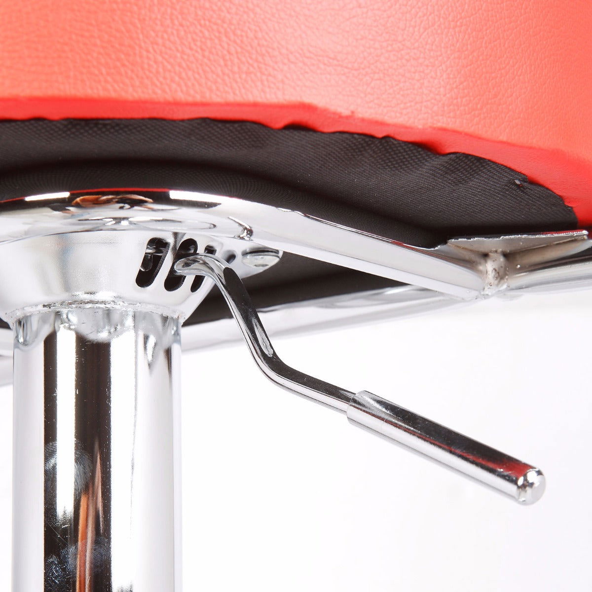 2X Red Bar Stools Faux Leather High Back Adjustable Crome Base Gas Lift Swivel Chairs - Cosy Abode