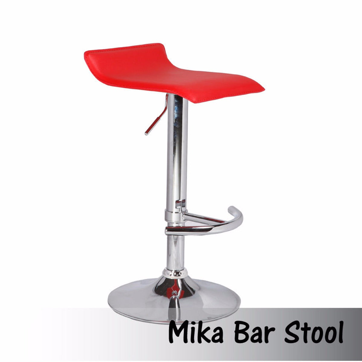 2X Red Bar Stools Faux Leather Low Back Adjustable Crome Base Gas Lift Slim Seat Swivel Chairs - Cosy Abode