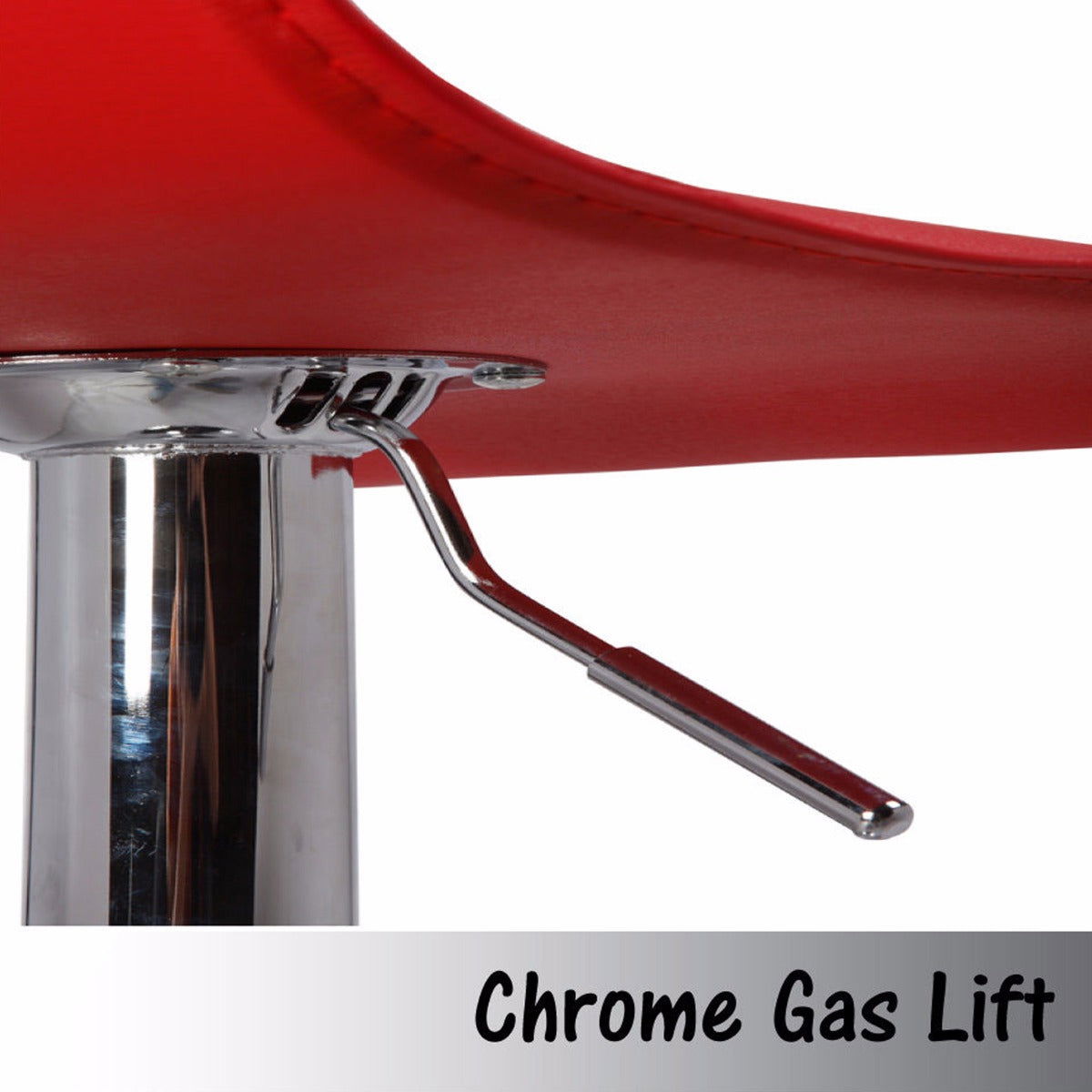 2X Red Bar Stools Faux Leather Low Back Adjustable Crome Base Gas Lift Slim Seat Swivel Chairs - Cosy Abode