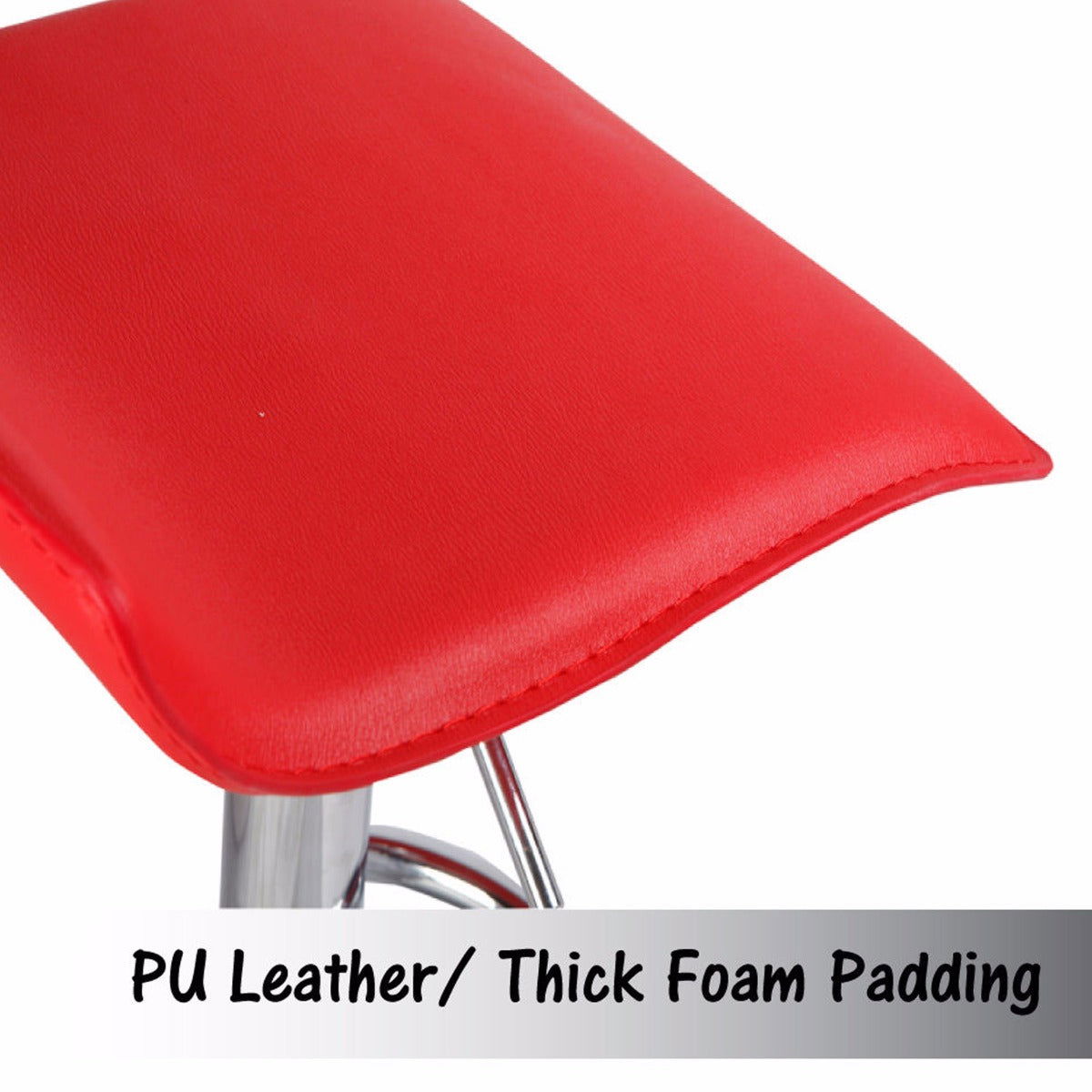 2X Red Bar Stools Faux Leather Low Back Adjustable Crome Base Gas Lift Slim Seat Swivel Chairs - Cosy Abode