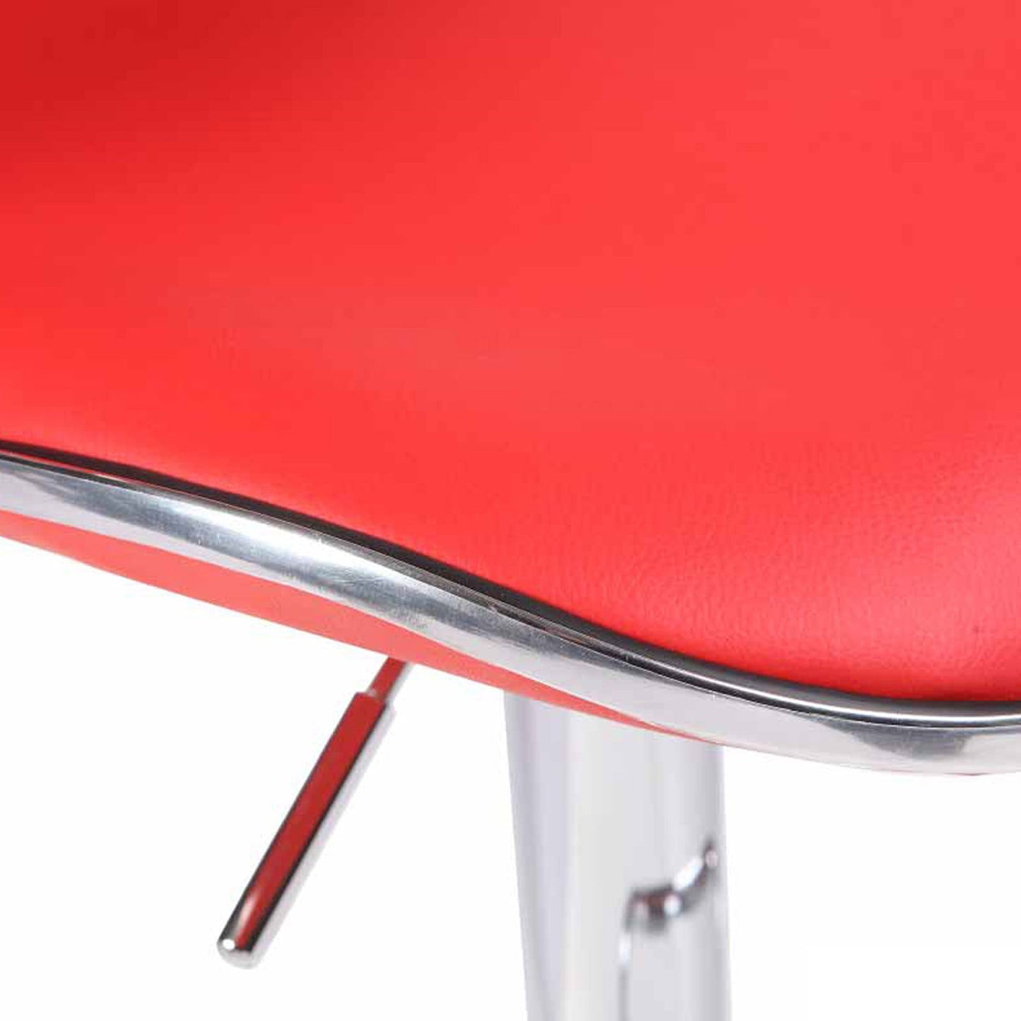2X Red Bar Stools Faux Leather Mid High Back Adjustable Crome Base Gas Lift Swivel Chairs - Cosy Abode