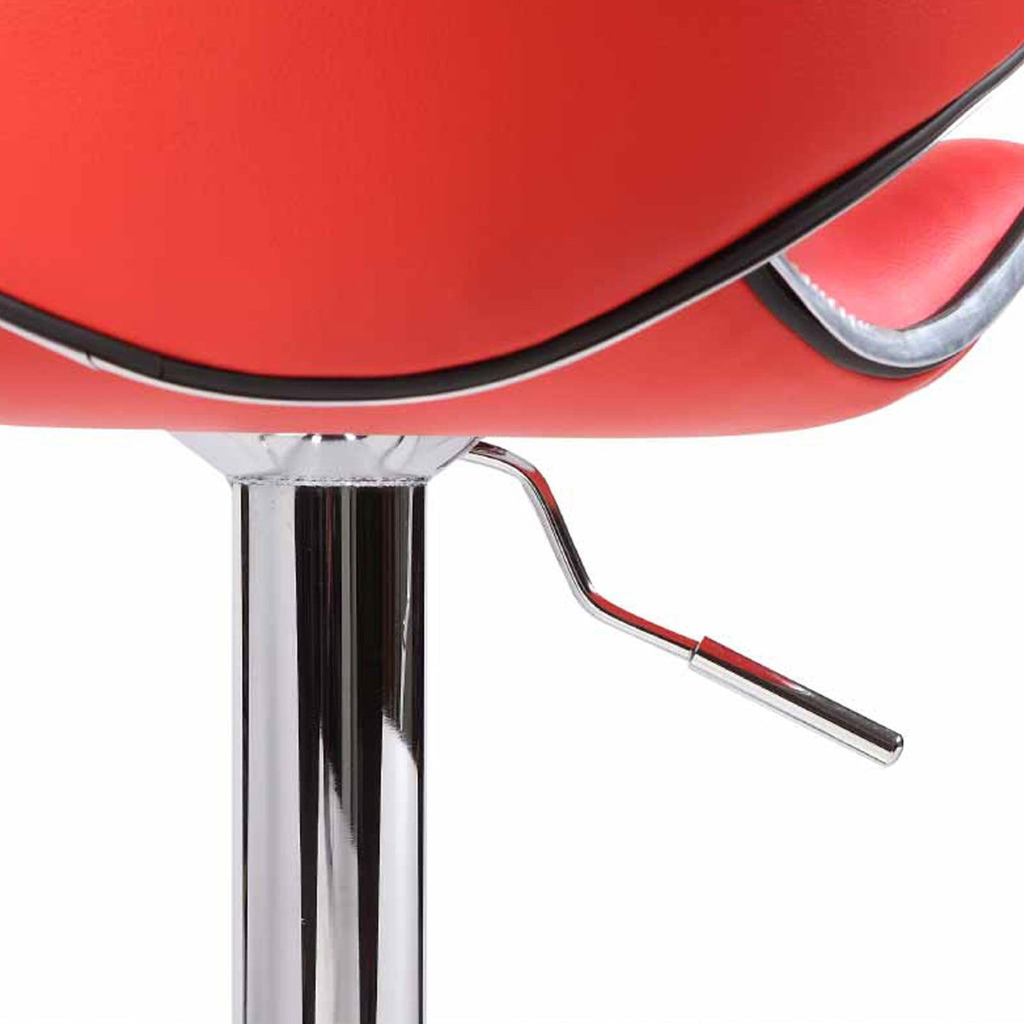 2X Red Bar Stools Faux Leather Mid High Back Adjustable Crome Base Gas Lift Swivel Chairs - Cosy Abode