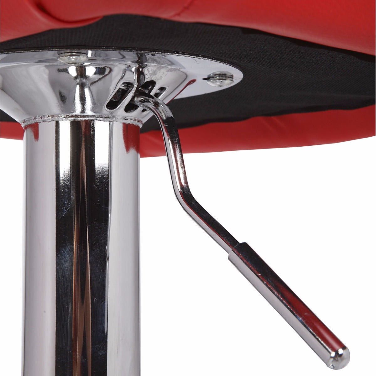 2X Red Bar Stools Faux Leather Mid High Back Adjustable Crome Base Gas Lift Swivel Chairs - Cosy Abode
