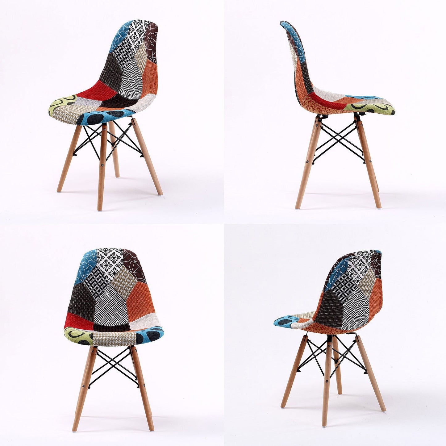 2X Retro Dining Cafe Chair DSW MULTI COLOUR - Cosy Abode