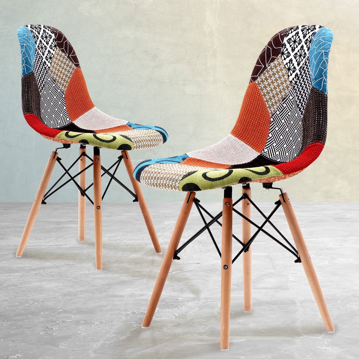 2X Retro Dining Cafe Chair DSW MULTI COLOUR - Cosy Abode