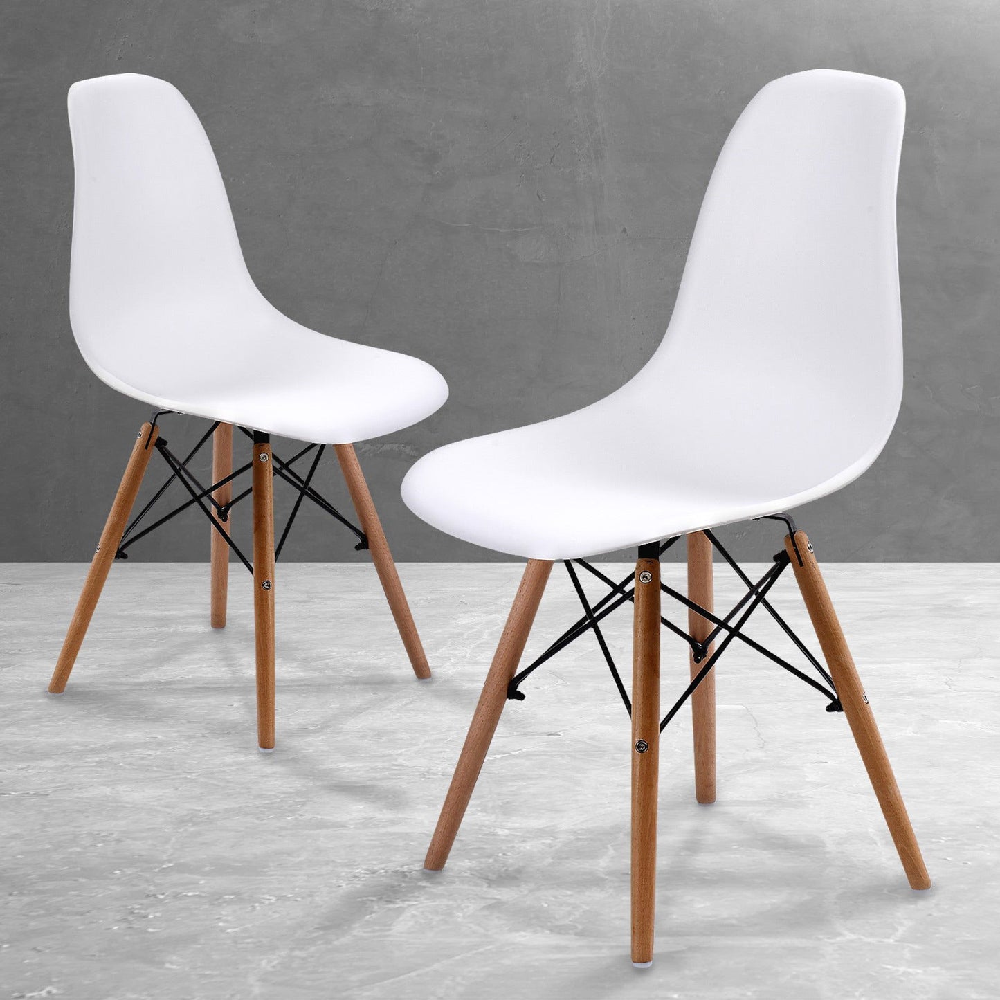 2X Retro Dining Cafe Chair DSW WHITE - Cosy Abode
