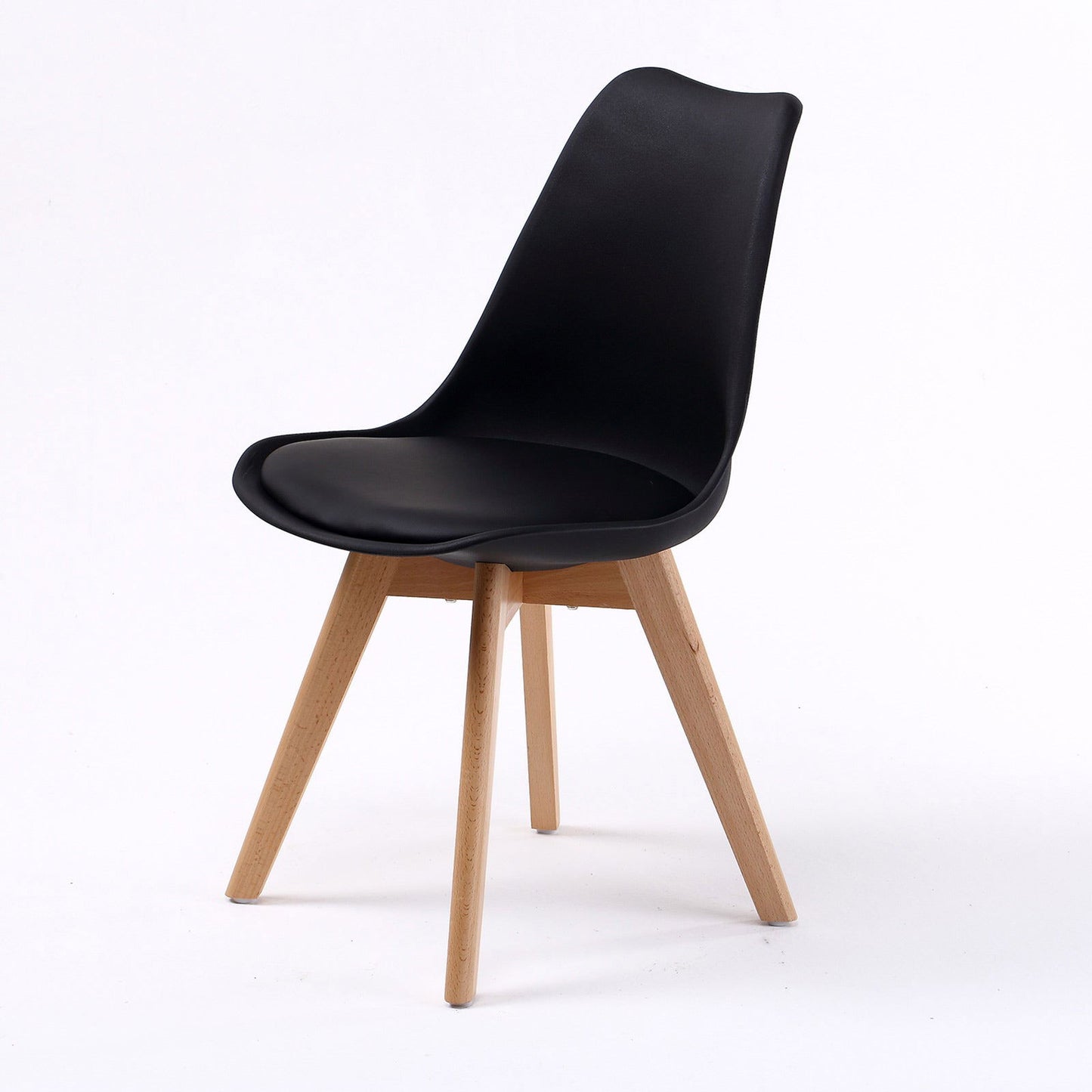 2X Retro Dining Cafe Chair Padded Seat BLACK - Cosy Abode