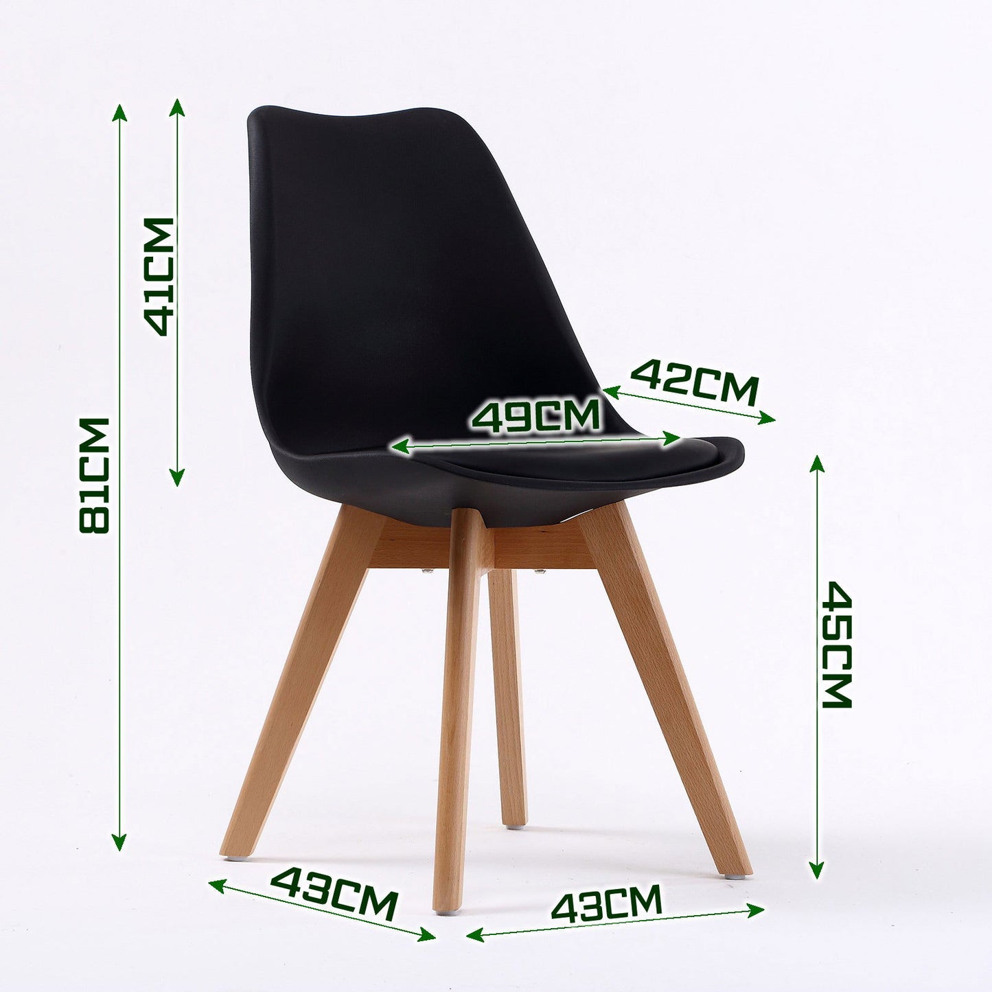 2X Retro Dining Cafe Chair Padded Seat BLACK - Cosy Abode